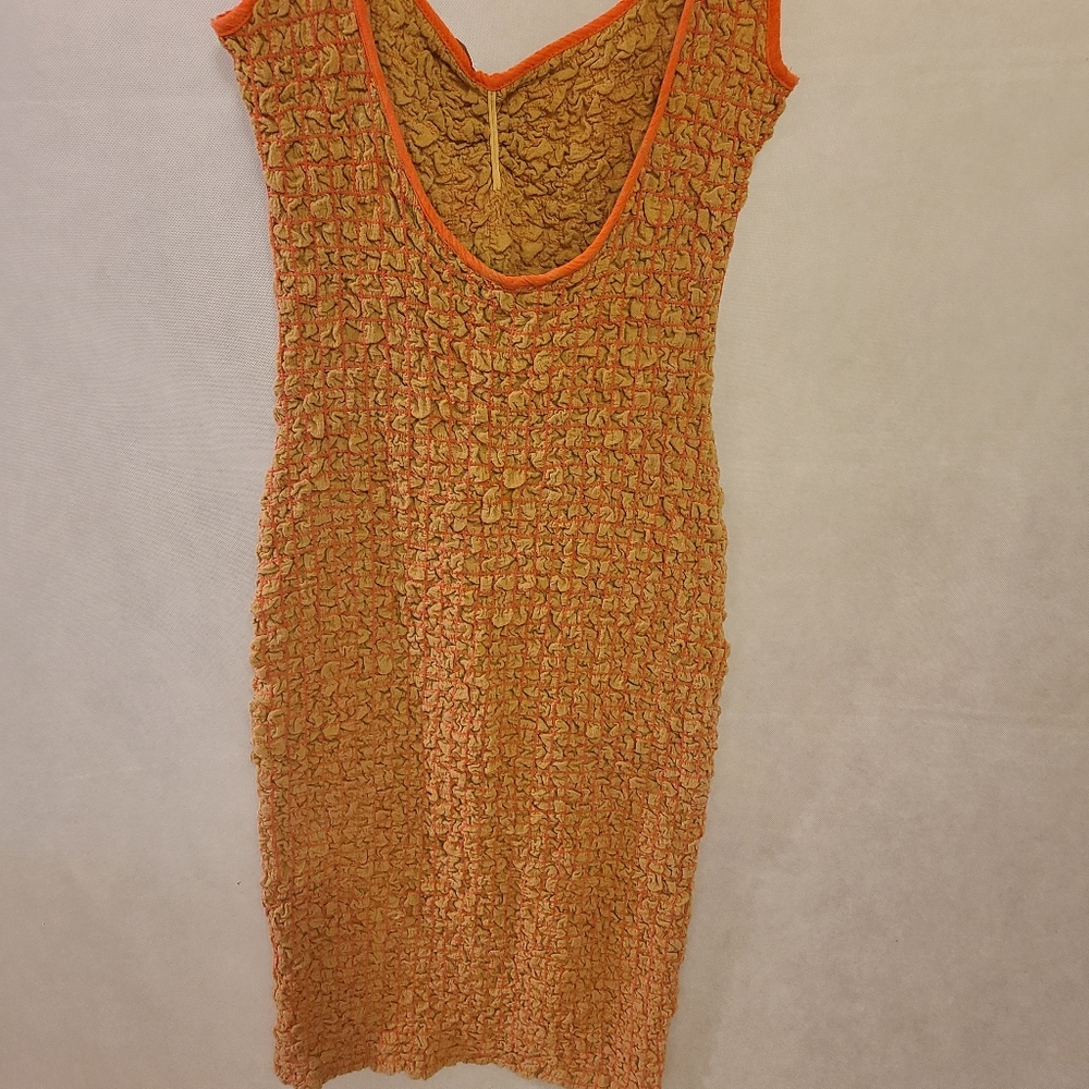 COPY - Free People Women's Set The Bar Smocked Midi Bodycon Dress in Iced Coffe… - Picture 8 of 10